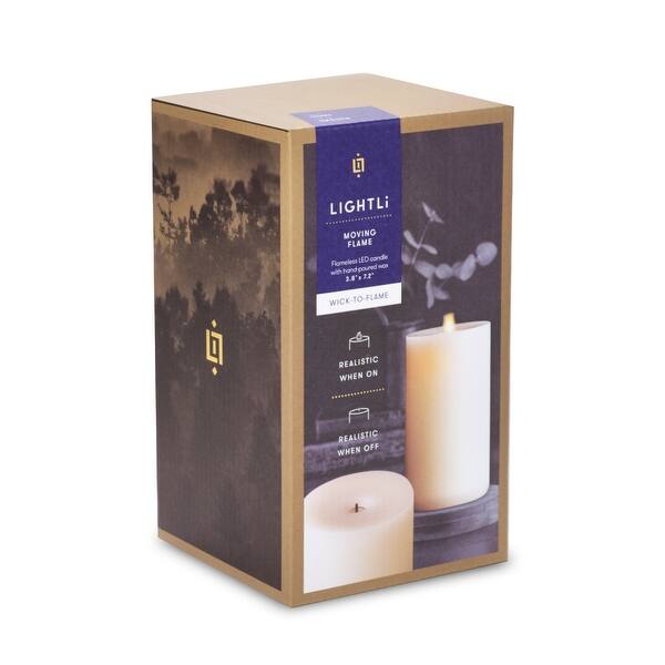 Ivory Flameless Candle Retractable Pillar Flat Top Unscented 3.8" x